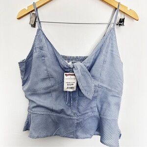 Japza, blue and white plaid blouse, new size L